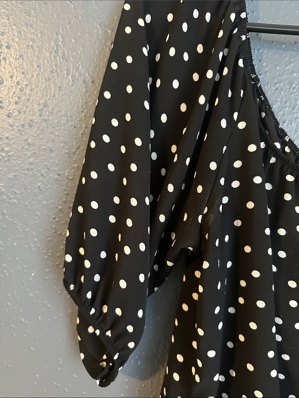 Women’s Liliana Black and White Polka Dot Puff Sleeve Tunic shirt - Picture 5 of 7